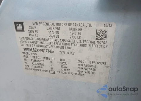 2014 GMC Terrain Slt-1 из США, поврежденный, VIN 2GKALSEK8E6147462